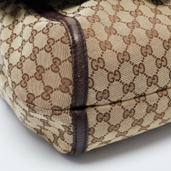 Pre Owned Gucci Beige/Ebony GG Canvas and Leather Techno Horsebit Flap Bag