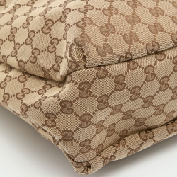 Gucci Beige/Brown GG Canvas and Leather New Ladies Web Hobo