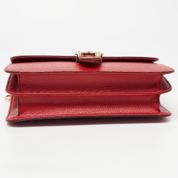 Pre Owned Gucci Red Leather Dollar Interlocking Shoulder Bag