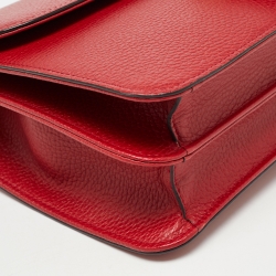 Pre Owned Gucci Red Leather Dollar Interlocking Shoulder Bag