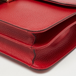 Pre Owned Gucci Red Leather Dollar Interlocking Shoulder Bag