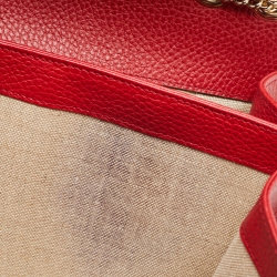 Pre Owned Gucci Red Leather Dollar Interlocking Shoulder Bag