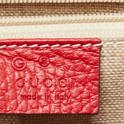 Pre Owned Gucci Red Leather Dollar Interlocking Shoulder Bag