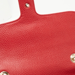 Pre Owned Gucci Red Leather Dollar Interlocking Shoulder Bag