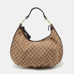 Pre Owned Gucci Beige/Black GG Canvas Interlocking G Medium Hobo 