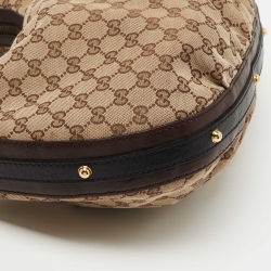 Pre Owned Gucci Beige/Black GG Canvas Interlocking G Medium Hobo 