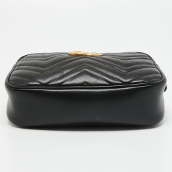 Pre Owned Gucci Black Matelasse Leather Small GG Marmont Shoulder Bag