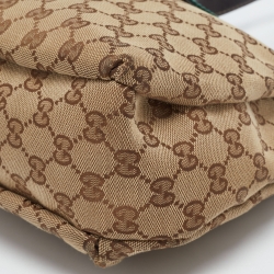 Pre Owned Gucci Beige/Brown GG Canvas and Leather Medium New Ladies Web Hobo