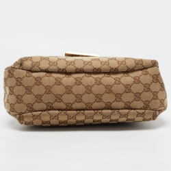Pre Owned Gucci Beige/Brown GG Canvas and Leather Medium New Ladies Web Hobo