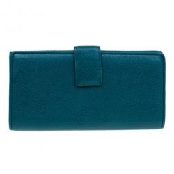 Gucci Blue Leather Belt Motif Continental Wallet