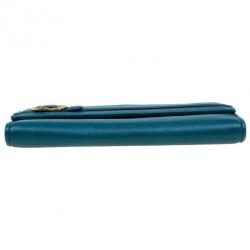 Gucci Blue Leather Belt Motif Continental Wallet