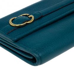 Gucci Blue Leather Belt Motif Continental Wallet