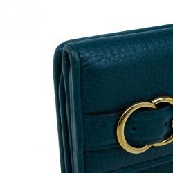 Gucci Blue Leather Belt Motif Continental Wallet