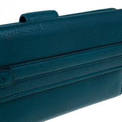 Gucci Blue Leather Belt Motif Continental Wallet