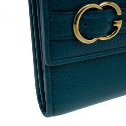 Gucci Blue Leather Belt Motif Continental Wallet