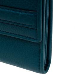 Gucci Blue Leather Belt Motif Continental Wallet