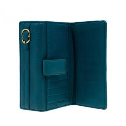 Gucci Blue Leather Belt Motif Continental Wallet