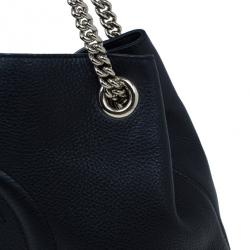 Pre Owned حقيبة كتف غوتشي سوهو متوسطة جلد أسود