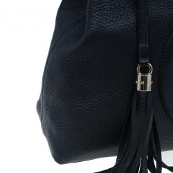 Pre Owned حقيبة كتف غوتشي سوهو متوسطة جلد أسود