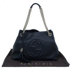 Pre Owned حقيبة كتف غوتشي سوهو متوسطة جلد أسود