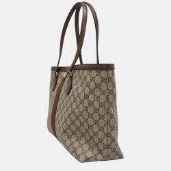 Pre Owned Gucci Beige/Brown GG Supreme Coated Canvas Leather Ophidia Tote Bag 