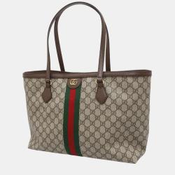 Pre Owned Gucci Beige/Brown GG Supreme Coated Canvas Leather Ophidia Tote Bag 