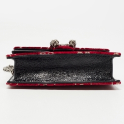 Gucci Red GG Velvet and Patent Leather Super Mini Dionysus Crossbody Bag