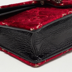 Gucci Red GG Velvet and Patent Leather Super Mini Dionysus Crossbody Bag