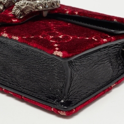 Gucci Red GG Velvet and Patent Leather Super Mini Dionysus Crossbody Bag
