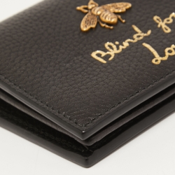 Gucci Black Leather Blind For Love Bee Card Case