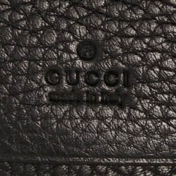 Gucci Black Leather Blind For Love Bee Card Case