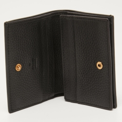Gucci Black Leather Blind For Love Bee Card Case