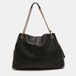 Pre Owned Gucci Black Grained Leather Large Soho Tote