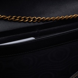 Pre Owned Gucci Black Matelassé Leather GG Marmont Wallet On Chain