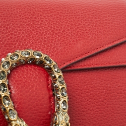 Pre Owned Gucci Red Leather Small Dionysus Shoulder Bag
