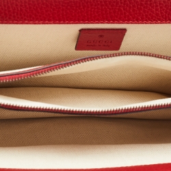 Pre Owned Gucci Red Leather Small Dionysus Shoulder Bag