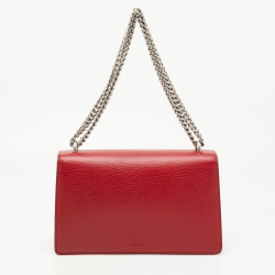 Pre Owned Gucci Red Leather Small Dionysus Shoulder Bag