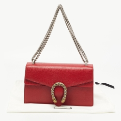 Pre Owned Gucci Red Leather Small Dionysus Shoulder Bag