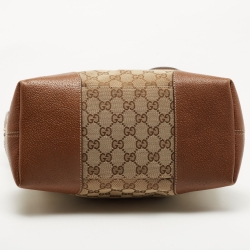 Pre Owned Gucci Brown/Beige GG Canvas and Leather Bree Foldover Bag