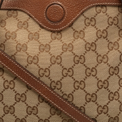 Pre Owned Gucci Brown/Beige GG Canvas and Leather Bree Foldover Bag