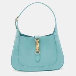 Gucci Jackie 1961 GG Denim Mini Hobo Shoulder Bag Leather Blue Authentic