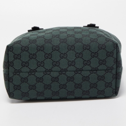 Pre Owned Gucci Green/Black GG Canvas and Leather Mini Tote