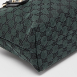 Pre Owned Gucci Green/Black GG Canvas and Leather Mini Tote