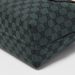 Pre Owned Gucci Green/Black GG Canvas and Leather Mini Tote