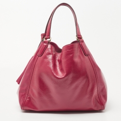 Pre Owned Gucci Pink Patent Leather Medium Soho Tote