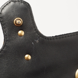 Pre Owned Gucci Black Matelassé Velvet Mini GG Marmont Shoulder Bag