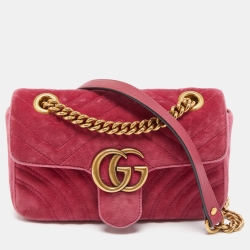 Gucci Pink Matelasse Velvet Mini GG Marmont Shoulder Bag Gucci TLC