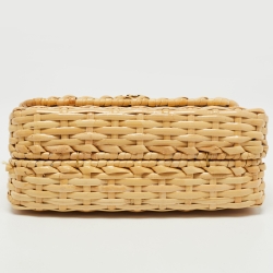 Pre Owned Gucci Beige Straw Wicker Cestino Shoulder Bag