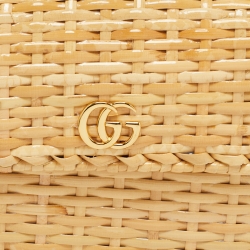 Pre Owned Gucci Beige Straw Wicker Cestino Shoulder Bag