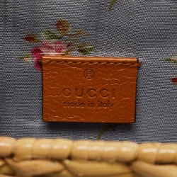 Pre Owned Gucci Beige Straw Wicker Cestino Shoulder Bag